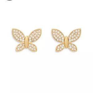 kate spade new york Pavé Butterfly Stud Earrings in Gold Tone‎ NWT